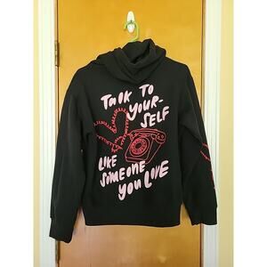Something Bigger Unisex Adult's Talk To Yourself Hoodie LV5 Black Small Pullover
